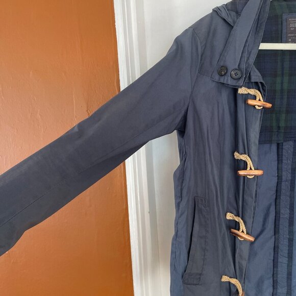 AllSaints Spitalfields Hooded Jacket Small Navy Green Plaid Lining - Small - Picture 2 of 7